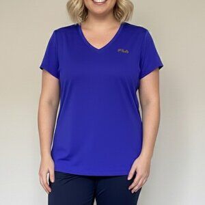 Fila Athleisure Yoga Workout Wear T-shirt Blue XL